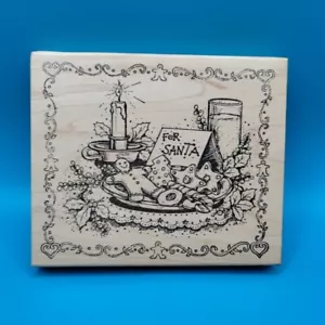 Northwoods für Santa Weihnachten Plätzchen Teller Holz montiert Gummistempel - Bild 1 von 10