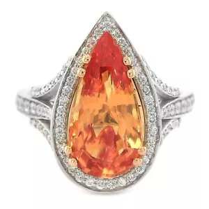 Natürlicher unbeheizter orangefarbener Saphirring GIA-zertifizierter Saphir 5,25 cts 18 kwg Ring - Bild 1 von 4