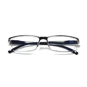 1 Pair Mens Rectangular Blue Light Blocking Reading Glasses Spring Hinge Readers - Picture 1 of 9