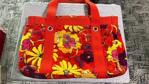 Old Navy Retro Terry Cloth Bright psychedelic Floral Tote Bag Purse Y2K - Picture 1 of 9
