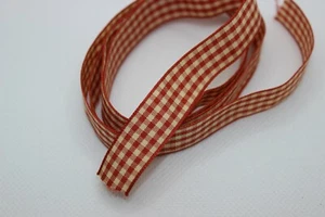 Double Face Gingham Ribbon Satin Ribbon - Various Colours. - 15mm, - 1 or 5m - Picture 1 of 7