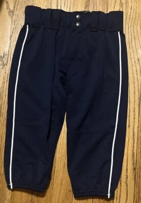 Pantalones de béisbol softbol juveniles DeMarini azul marino con tubería blanca talla pequeña nuevos sin etiquetas Foto 1 de 4