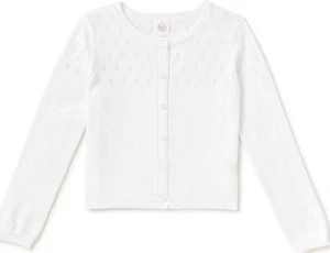 Girls Wonder Nation White Button Down Pointelle Cardigan Sweater NWT - Picture 1 of 3
