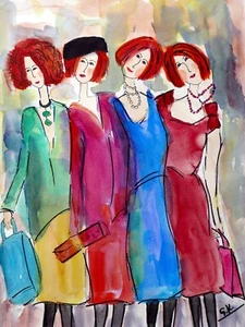 Kunstdruck vom original Aquarell von Gaby Köhler Weibsbilder Frauen Modern - Bild 1 von 1
