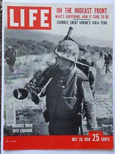 Life magazine July 28th, 1958. Marines move into Lebanon. Cover sheet only - Picture 1 of 1