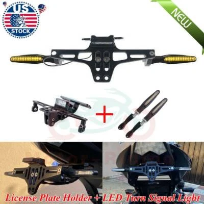 Luz trasera ajustable LED para motocicleta luz trasera freno placa soporte de licencia Foto 1 de 4