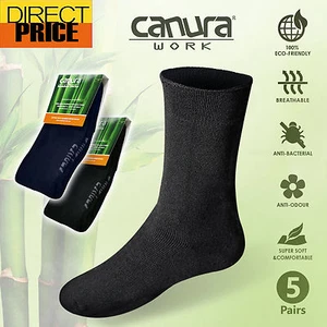 5 Pairs Thick Bamboo Work Socks 88% Bamboo Socks Mens Heavy Duty Cushion 121g - Picture 1 of 4