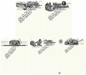 Edison HMV Columbia Duplex Standard Phonograph 5 Reproduction Letterheads. - Picture 1 of 6