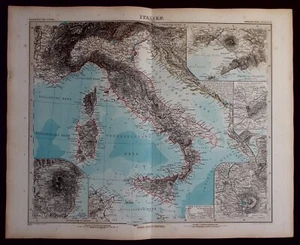 Original antique map ITALY, SICILY, ETNA, BAY OF NAPLES, Stieler, 1891 - Picture 1 of 6
