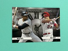 2023 Topps Update Willie Mays/Mike Trout Time Spanning Tandems /299 Black #TS-3