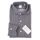 Finamore Napoli Slim-Fit Herringbone Denim Button-Front Cotton Shirt XL NWT