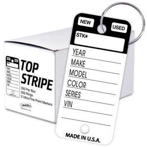 Plastic Key Tags Genuine Versa-Tag TOP STRIPE Key Tag w/ Markers Included - Picture 1 of 29