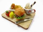 Dollhouse Miniature Food Hamburger Fast Food On Board Set Dolls Supply 15826