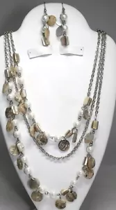 Coastal Necklace, Earrings, Bracelet Set Premier Design Mother Of Pearl - Picture 1 of 4