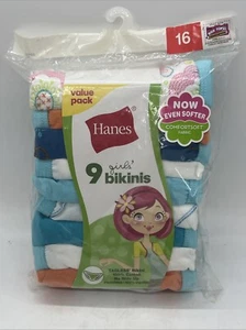 Hanes 9-Pack 100% Cotton Bikini Underwear Cute Solids and Prints Sz 16 NIP - Picture 1 of 5