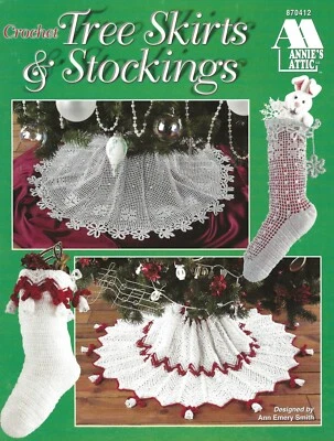 Saias e meias de árvore sinos de crochê pão de gengibre menino flocos de neve pinho Poinsétia - Imagem 1 de 2