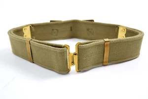 Original Italian Army M37 Canvas Belt With Brass Buckles WW2 1940s Issue Webbing - Picture 1 of 3