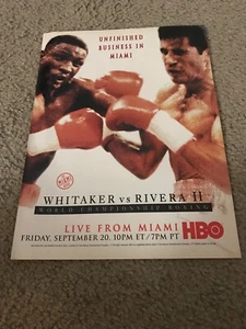 Poster vintage 1996 PERNELL WHITAKER vs WILFREDO RIVERA II HBO BOXING Stampa annuncio - Foto 1 di 1