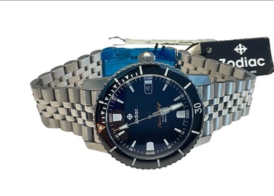 NUEVO ZODIAC SUPER SEA WOLF 53 COMPRESIÓN 40 MM ESFERA NEGRA AZUL LUME AUTOMÁTICO ZO9296 Foto 1 de 4