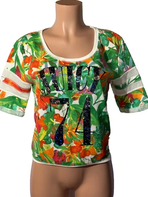 Blusa para mujer Juicy Couture “JUICY 74” (XS) tropical floral sudadera top Foto 1 de 4