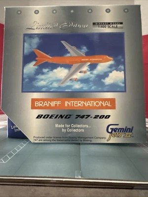 GJ Ltd 400 scale die-cast model Braniff Int'l B747-2 Commercial Airliner N602BN - Image 1 of 4