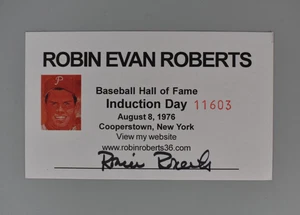Robin Roberts Signed Autographed Hall of Fame Induction Stat Card - Picture 1 of 2