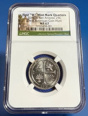 2019 W San Antonio Missions NP Quarter 25c NGC MS 67 West Point - Image 1 of 2