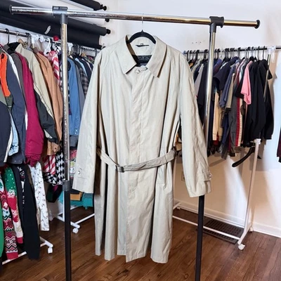 Weatherproof Trench Coat Full Length Beige Microfiber Water Repellent 46R - Image 1 of 4