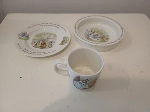 Wedgewood Beatrix Potter Mrs Tiggywinkle Child's Breakfast Set - Bowl Plate Cup - Picture 1 of 16