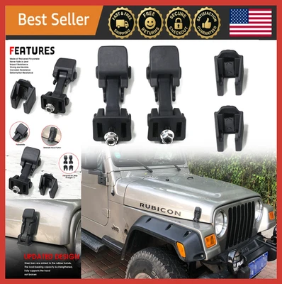 Jeep Wrangler TJ Hood Latch Kit 1997-2006, Black, Durable Replacement Pair - Image 1 of 4