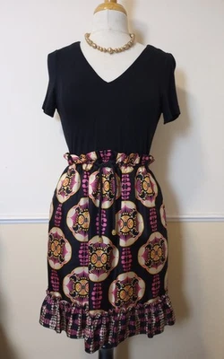 Vestido Negro Phoebe Couture Otoño Otoño Invierno con Estampado Psicodélico Talla 4 Foto 1 de 4