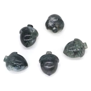 25mm Hazelnut Statue Natural Gem Green Moss Agate Crystal Carved Figurine 1pc - Imagen 1 de 8