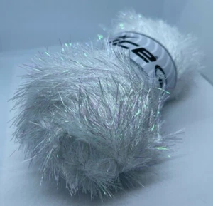 White Eyelash Dazzle #68493 Ice Yarns Iridescent Metallic Eyelash Yarn 100g 120y - Picture 1 of 6