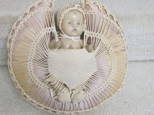 Antique baby doll in pillow- very aged,movable arms & legs - Picture 1 of 7