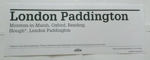 GREAT WESTERN RAILWAY WINDOW LABEL GWR Moreton-in-Marsh-London Paddington Train - Picture 1 of 2