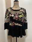 Floral Mesh Sheer Bell Sleeve X-Small Top Boho
