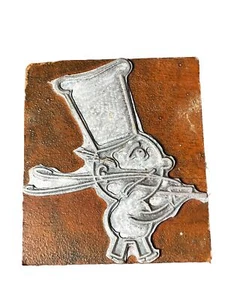 Pizza Chef Cook Metal and Wood Printing Press Letterpress Ad Block Plate Antique - Picture 1 of 9