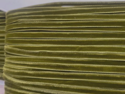 vintage velvet ribbon 1/4" moss green 46"pc made in France - Image 1 of 3