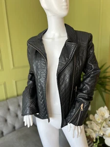 Gi Sono By Cavalini Womens Jacket Faux Vegan Leather Black Size M - Picture 1 of 7
