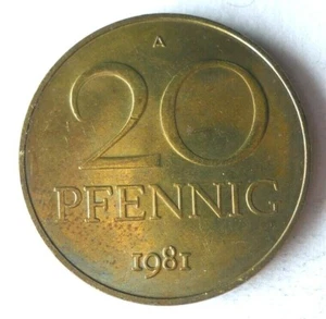 1981 EAST GERMANY 20 PFENNIG - AU - Scarce Series Coin - Free Ship - Bin #LC 33 - Picture 1 of 2