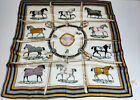 Luxury Square Silk Scarf,  All sorts of Horses Patterned,  90cm x 90cm 