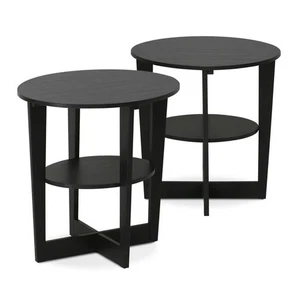 Furinno 2-15019WN Round End Table Set Of 2 - Espresso - Picture 1 of 1