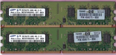 4GB 2x2GB PC2-6400 DDR2-800 SAMSUNG M378T5663EH3-CF7 Memory Kit HP 404575-850 - Image 1 of 2