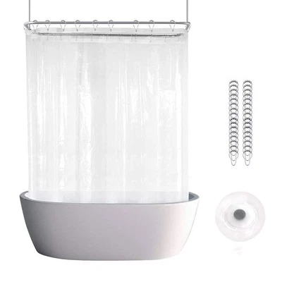 Cortina de ducha para bañera Clawfoot 180x70 pulgadas forro transparente toda deformación alrededor extra ancha... Foto 1 de 4