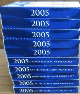 2005 Proof Set 10 Sets Wholesale U. S. Mint 11 -coin Sets 5 Quarters +6 COA - Picture 1 of 2