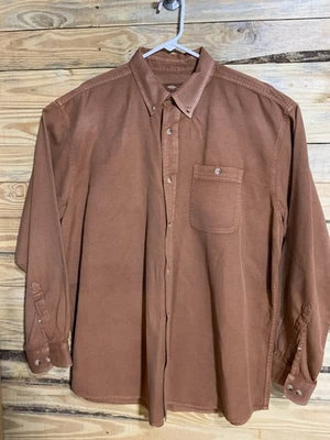 Camisa Bob Timberlake XL marrón con botones mezcla de algodón pesado ropa de trabajo informal Foto 1 de 4