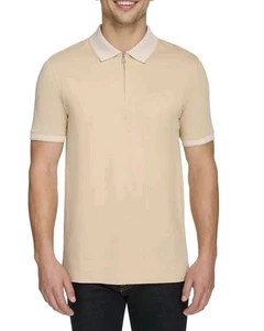 DKNY hellbraunes beigefarbenes Poloshirt mit Reißverschluss - Medium - neu mit Etikett - Bild 1 von 2