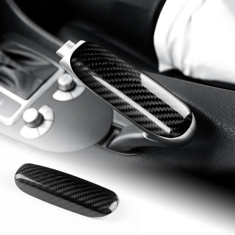 Tampa de freio de mão central acabamento fibra de carbono dura para Mercedes-Benz SLK 2004-2010 - Imagem 1 de 4