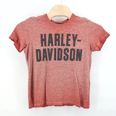 Camiseta Harley Davidson roja jaspeada gráfica manga corta grande para mujer Foto 1 de 4