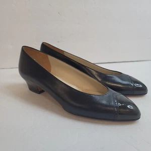 Vintage Amalfi Womens Leather Pointed Low Heels Size 6 Cap Toe Old Money Office - Picture 1 of 13